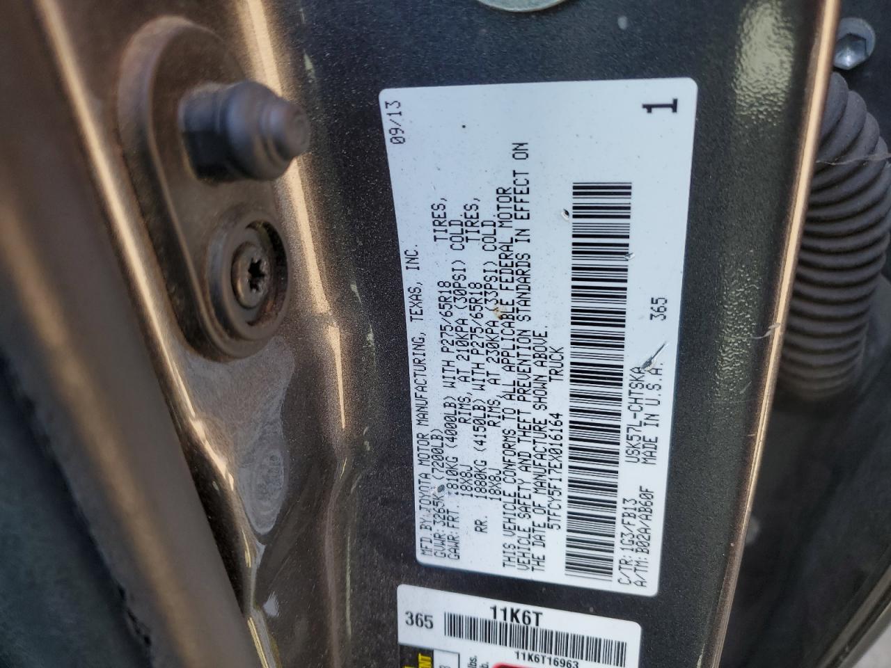 2014 Toyota Tundra VIN 5TFCY5F17EX016164 Copart auction photo, front end damage thumbnail 12