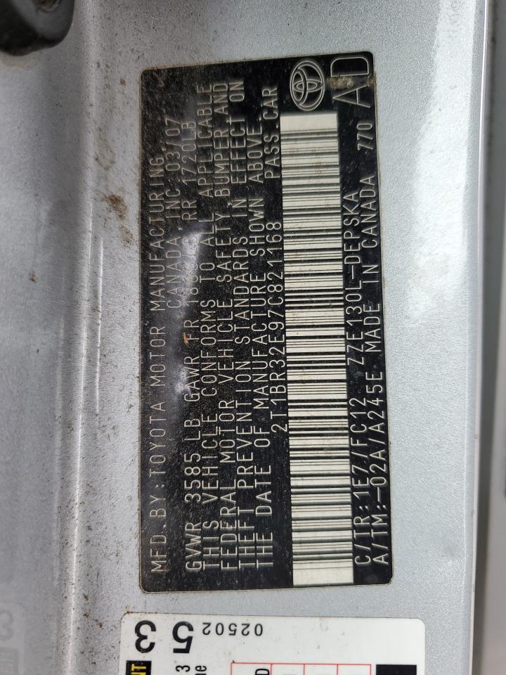 2007 Toyota Corolla VIN 2T1BR32E97C821168 Copart auction photo, mechanical / front end damage thumbnail 12