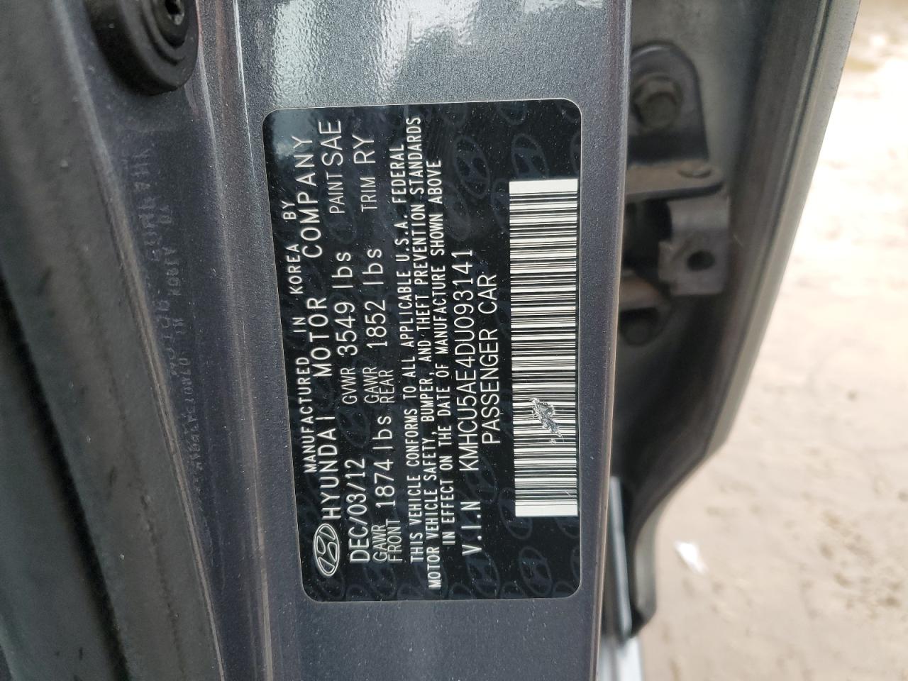 2013 Hyundai Accent VIN KMHCU5AE4DU093141 Copart auction photo, rear end damage thumbnail 13