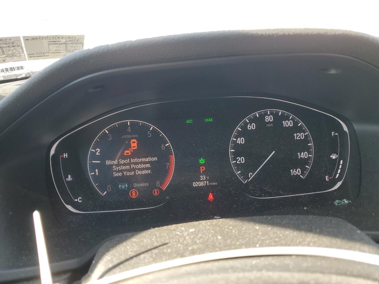 2018 Honda Accord VIN 1HGCV1F54JA217099 Copart auction photo, all over damage thumbnail 9