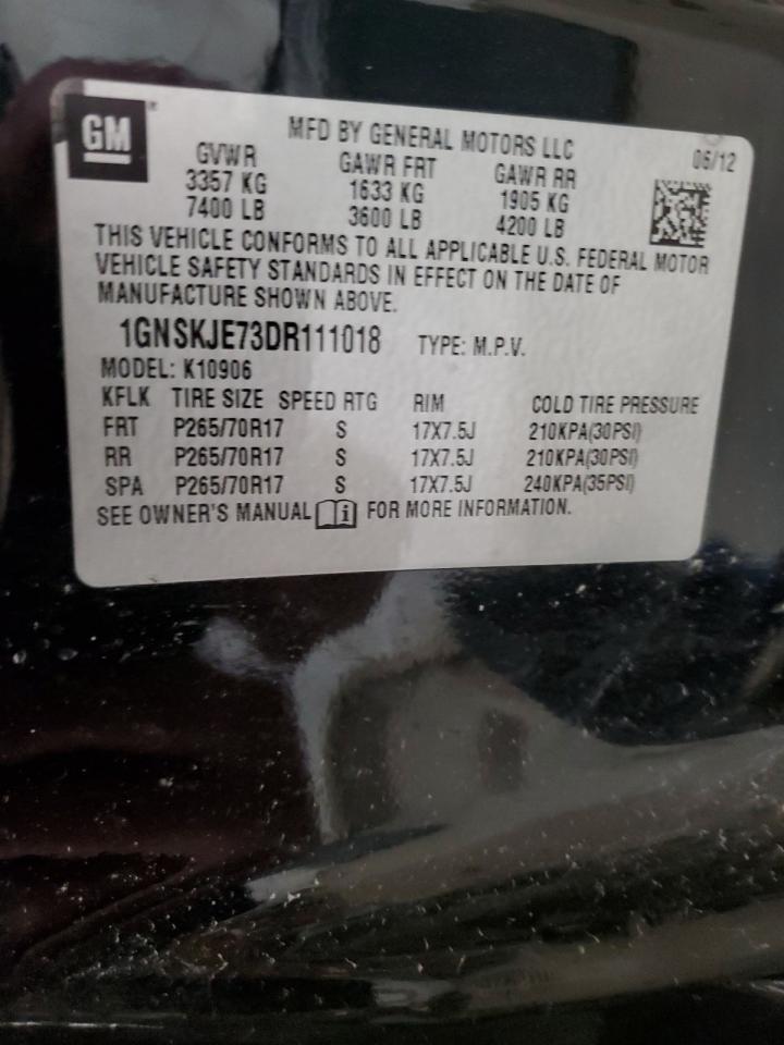 2013 Chevrolet Suburban VIN 1GNSKJE73DR111018 Copart auction photo, all over damage thumbnail 14
