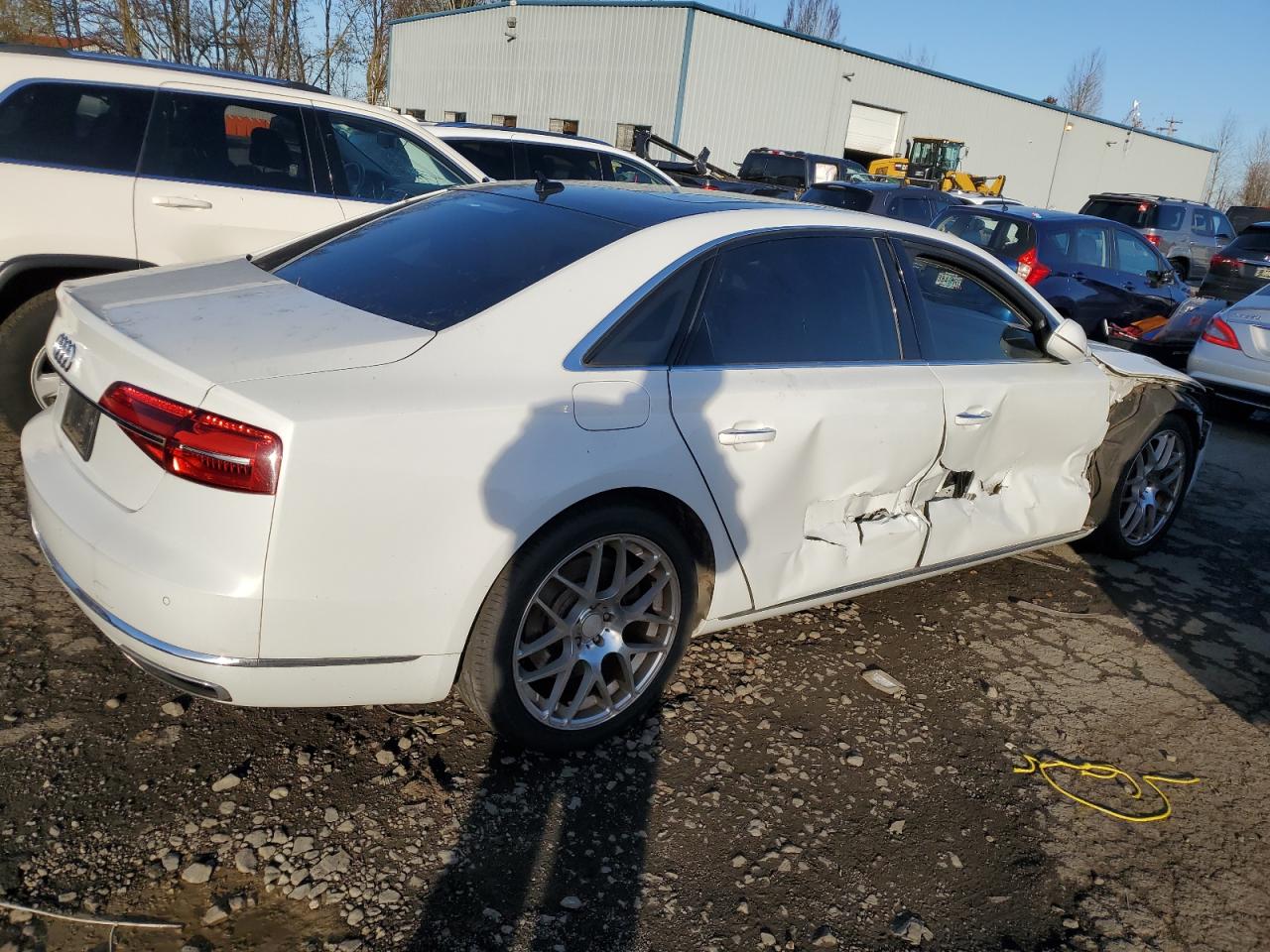 2015 Audi A8 VIN WAU3GAFD7FN006265 Copart auction photo, side / front end damage thumbnail 3