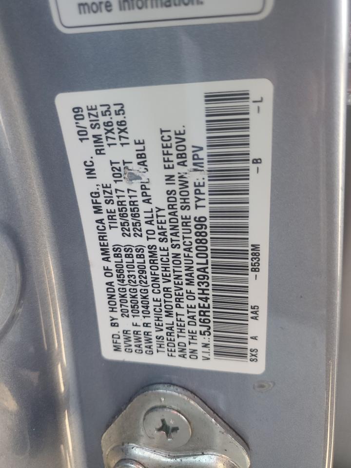 2010 Honda CR-V VIN 5J6RE4H39AL008896 Copart auction photo, front end / rear end damage thumbnail 15