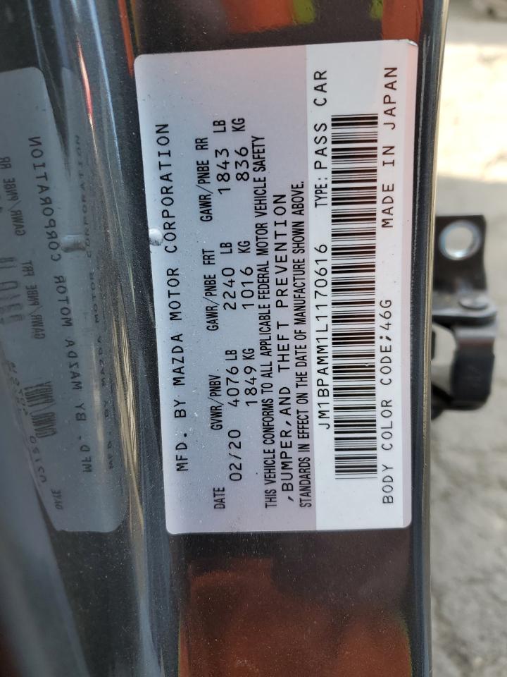 2020 Mazda 3 VIN JM1BPAMM1L1170616 Copart auction photo, side damage thumbnail 12