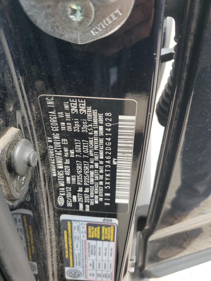 2013 KIA Sorento VIN 5XYKT3A62DG414028 Copart auction photo, front end damage thumbnail 13