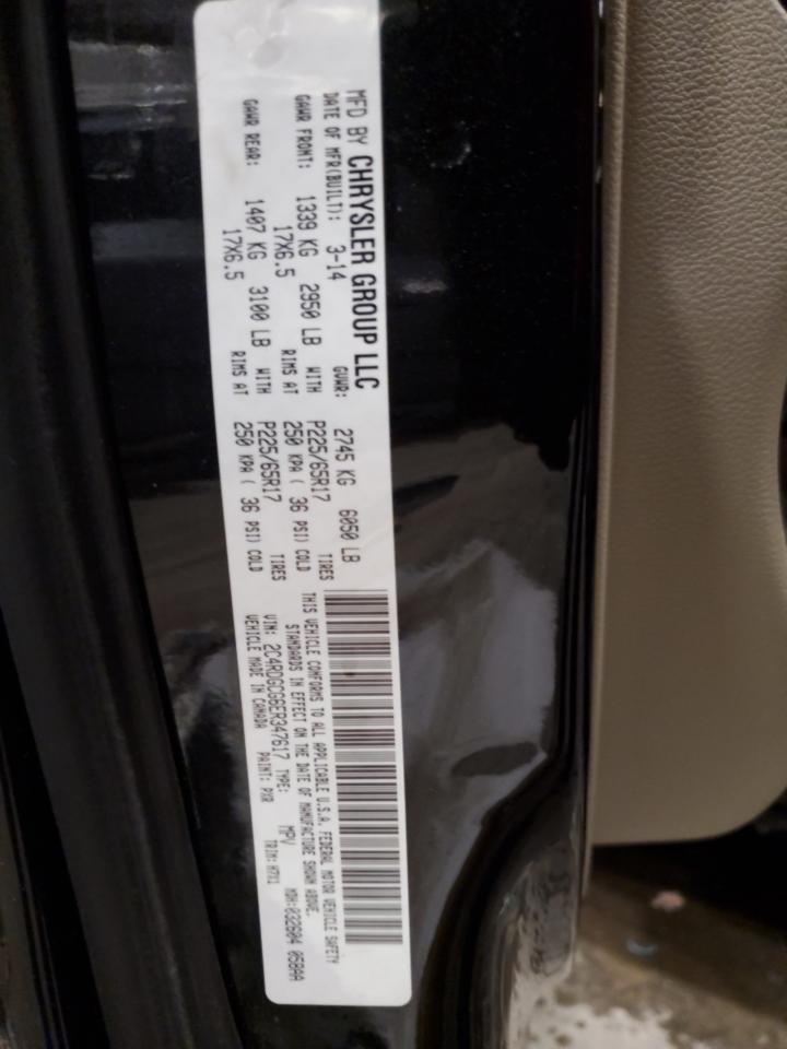 2014 Dodge Caravan VIN 2C4RDGCG6ER347617 Copart auction photo, front end damage thumbnail 14