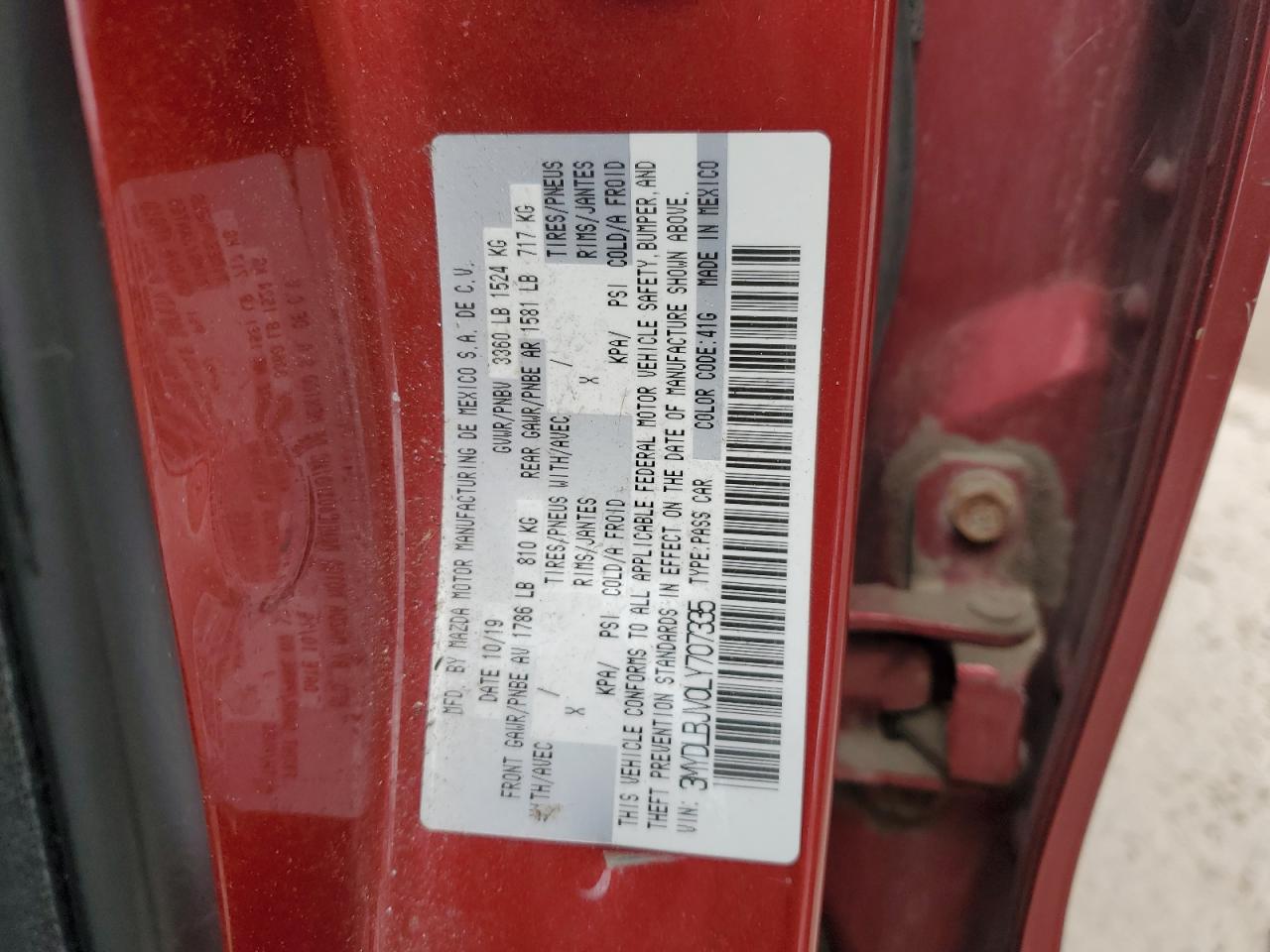2020 Toyota Yaris VIN 3MYDLBJV0LY707335 Copart auction photo, front end / side damage thumbnail 14