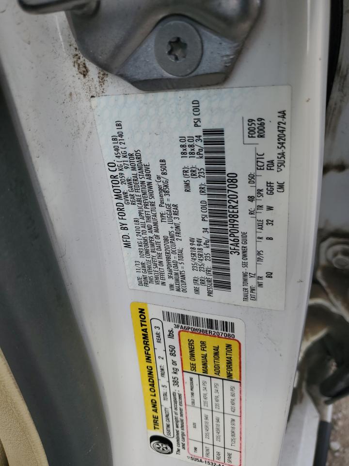 2014 Ford Fusion VIN 3FA6P0H98ER207080 Copart auction photo, front end damage thumbnail 12