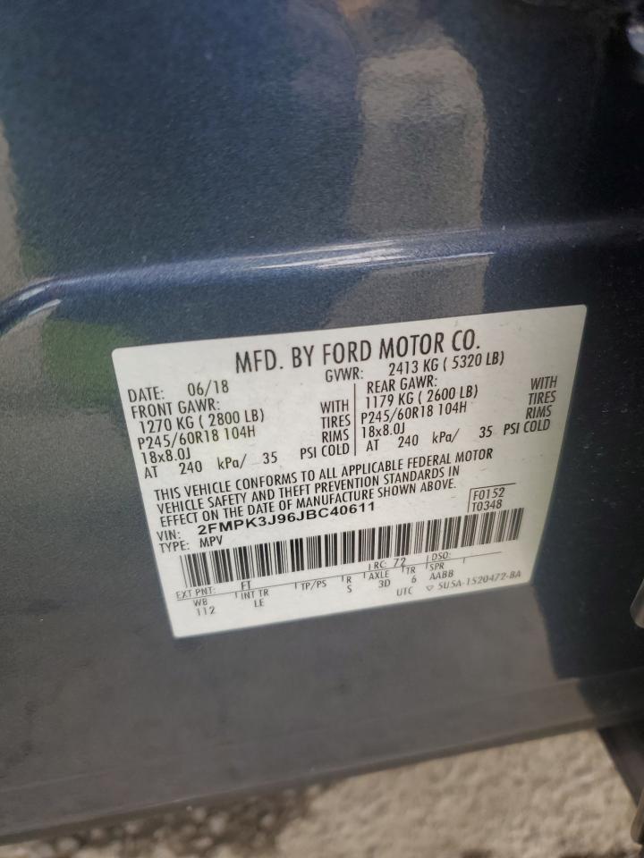 2018 Ford Edge VIN 2FMPK3J96JBC40611 Copart auction photo, mechanical / undercarriage damage thumbnail 13
