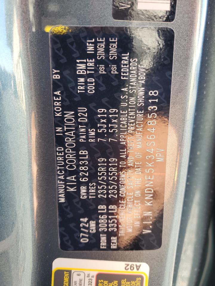 2025 KIA Carnival VIN KNDNE5K34S6485318 Copart auction photo, water/flood damage thumbnail 13