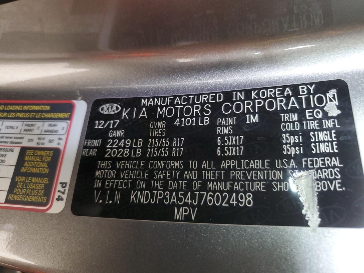 2018 KIA Soul VIN KNDJP3A54J7602498 Copart auction photo, vandalism damage thumbnail 12
