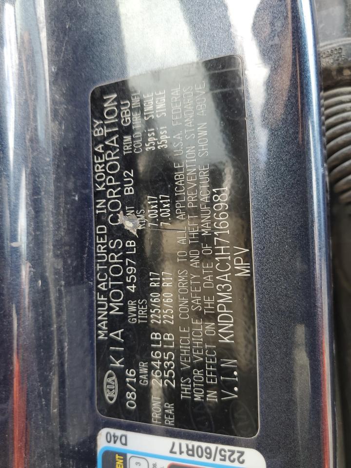2017 KIA Sportage VIN KNDPM3AC1H7166981 Copart auction photo, front end damage thumbnail 12