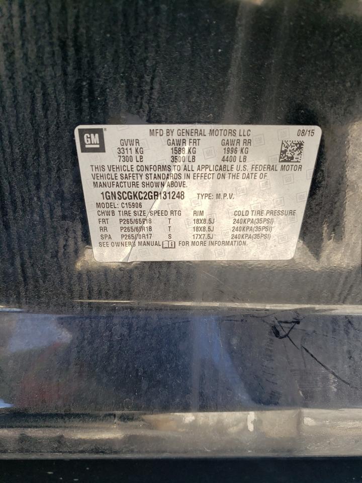 2016 Chevrolet Suburban VIN 1GNSCGKC2GR131248 Copart auction photo, rear end damage thumbnail 13
