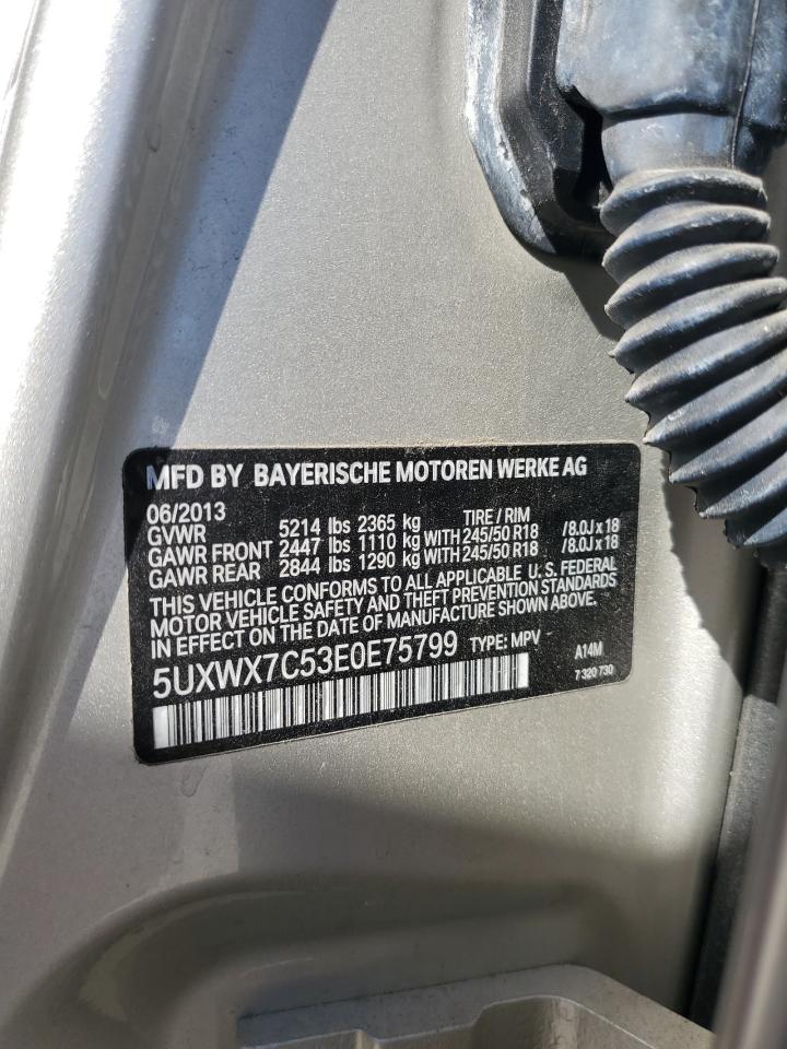 2014 BMW X3 VIN 5UXWX7C53E0E75799 Copart auction photo, rear end damage thumbnail 13