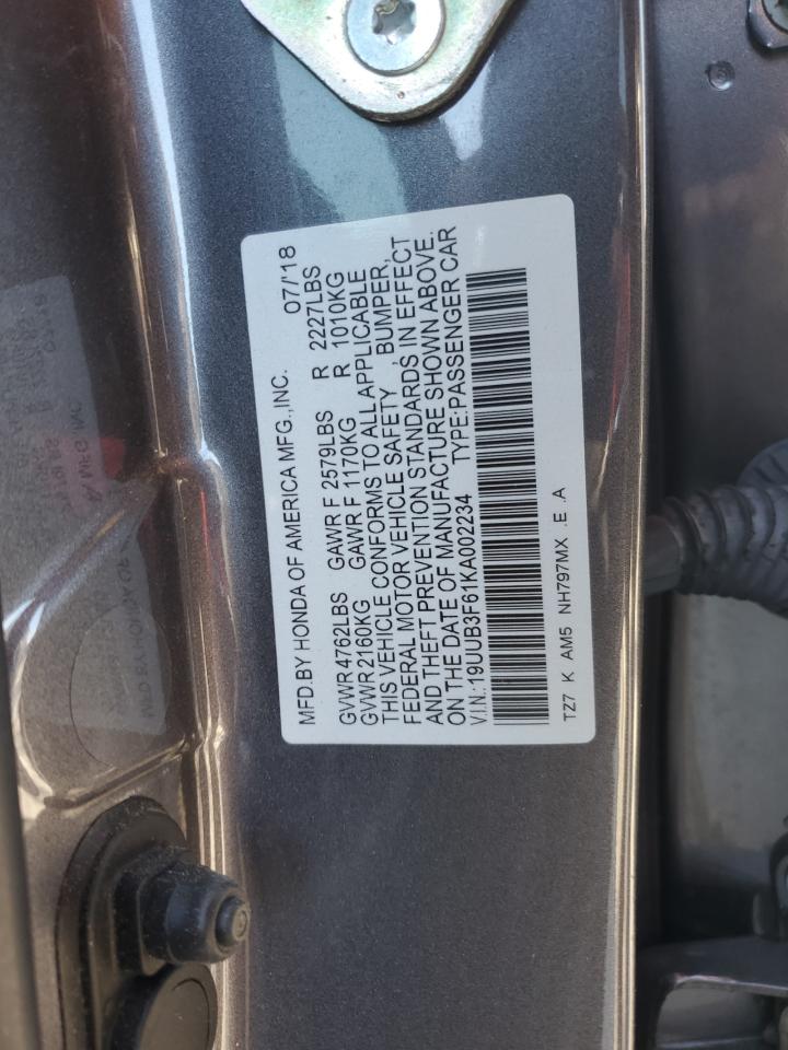 2019 Acura TLX VIN 19UUB3F61KA002234 Copart auction photo, front end damage thumbnail 14