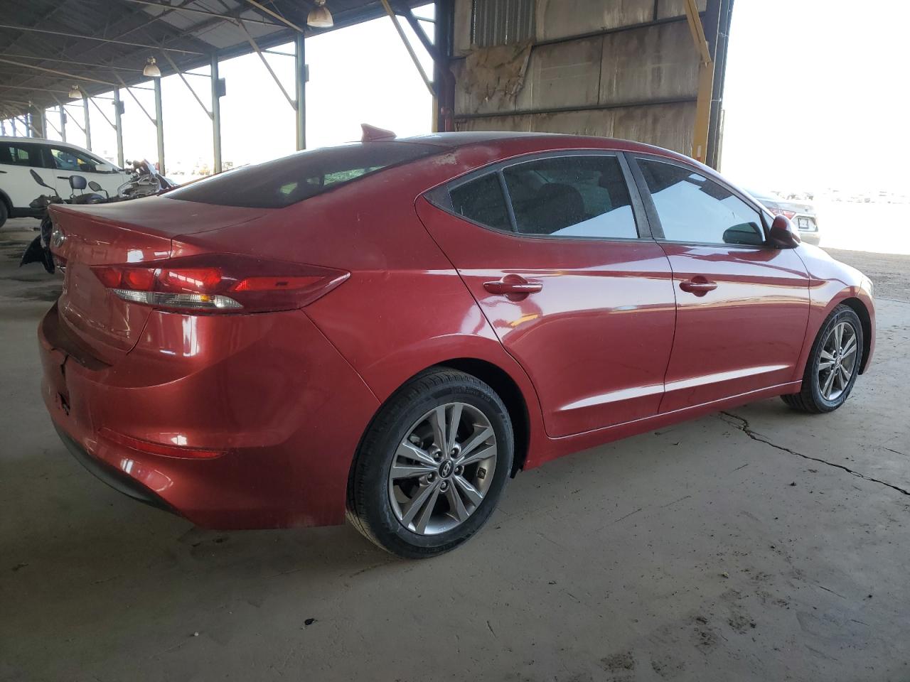 2018 Hyundai Elantra VIN KMHD84LF3JU593330 Copart auction photo, front end / rear end damage thumbnail 3