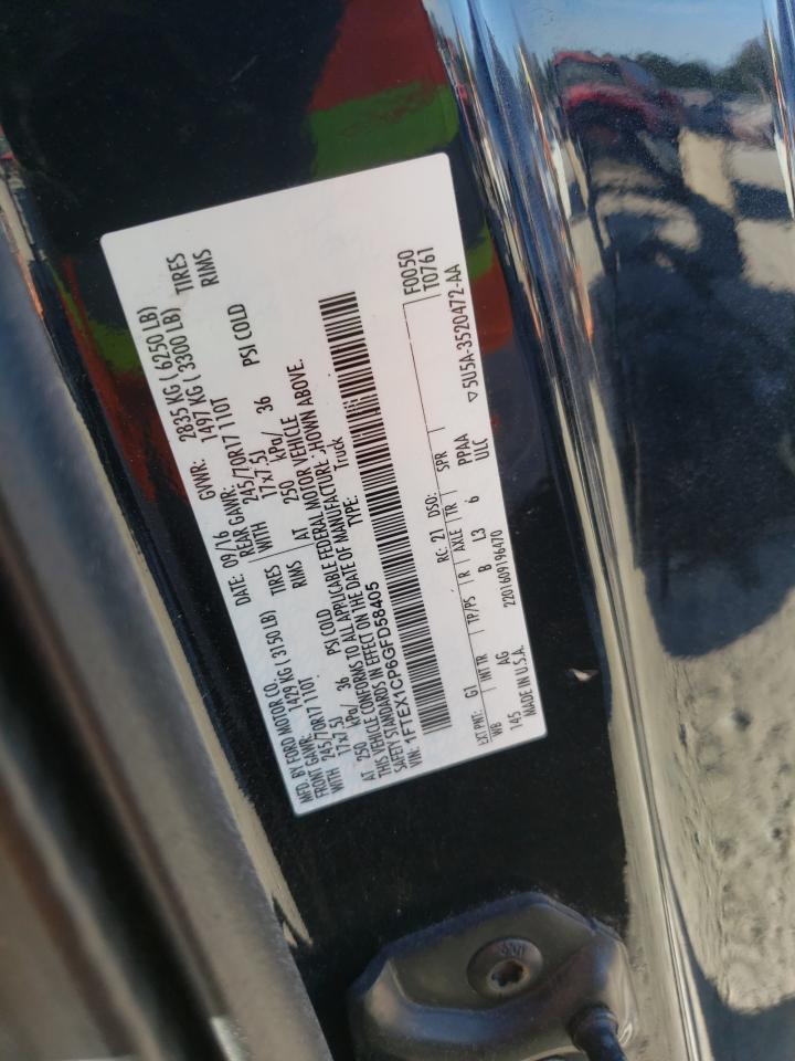 2016 Ford F-150 VIN 1FTEX1CP6GFD58405 Copart auction photo, front end damage thumbnail 15