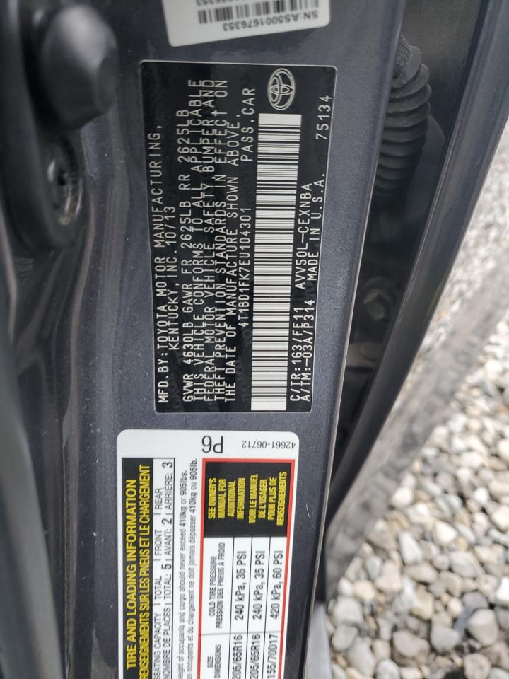 2014 Toyota Camry VIN 4T1BD1FK7EU104301 Copart auction photo, front end damage thumbnail 12