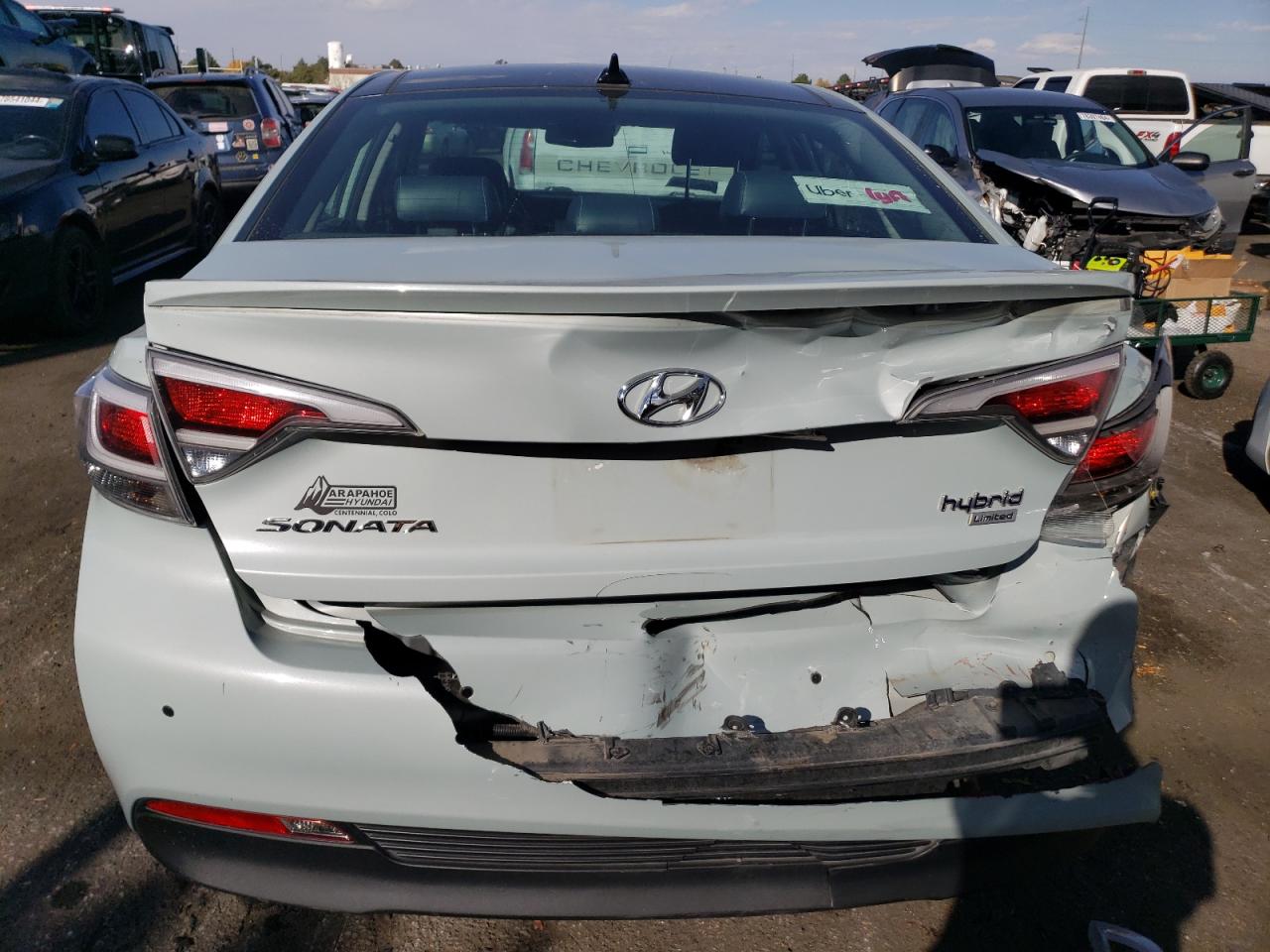 2016 Hyundai Sonata VIN KMHE34L18GA020974 Copart auction photo, rear end damage thumbnail 6