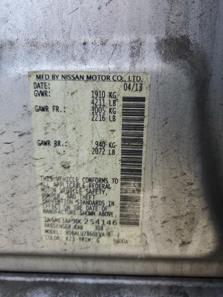 2013 Nissan Altima VIN 1N4AL3AP9DC254146 Copart auction photo, front end / side damage thumbnail 14