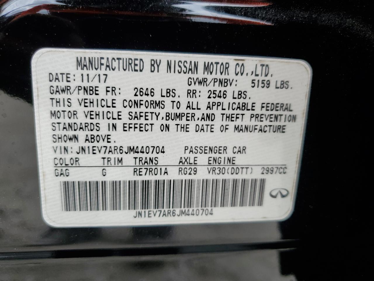 2018 Infiniti Q50 VIN JN1EV7AR6JM440704 Copart auction photo, front end / minor dent/scratches damage thumbnail 12