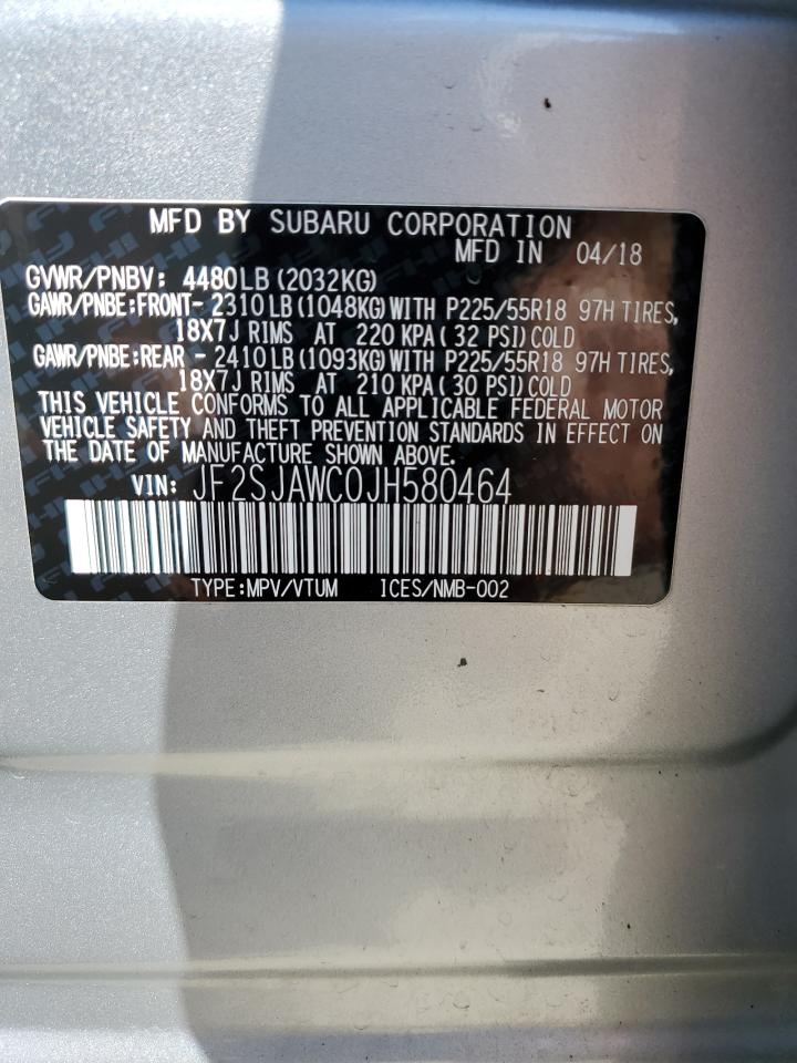 2018 Subaru Forester VIN JF2SJAWC0JH580464 Copart auction photo, front end damage thumbnail 15