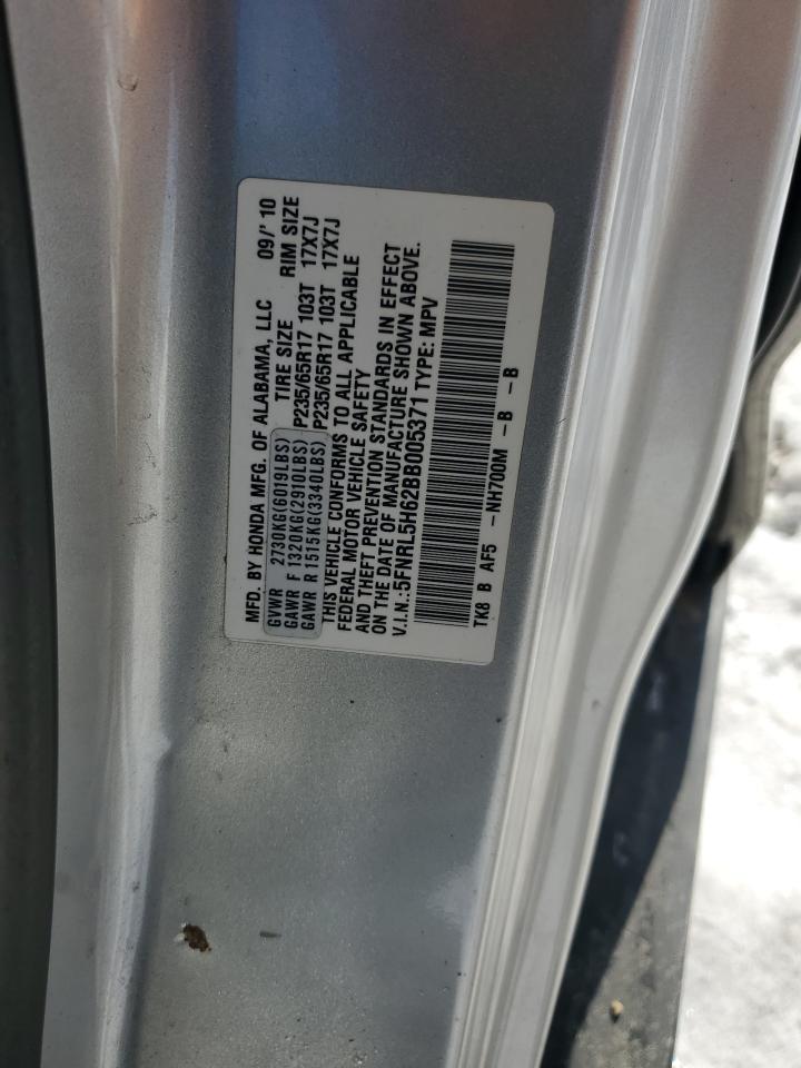 2011 Honda Odyssey VIN 5FNRL5H62BB005371 Copart auction photo, front end damage thumbnail 13