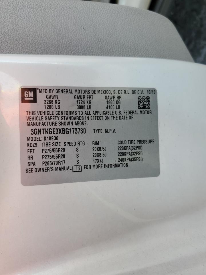 2011 Chevrolet Avalanche VIN 3GNTKGE3XBG173730 Copart auction photo, mechanical damage thumbnail 12