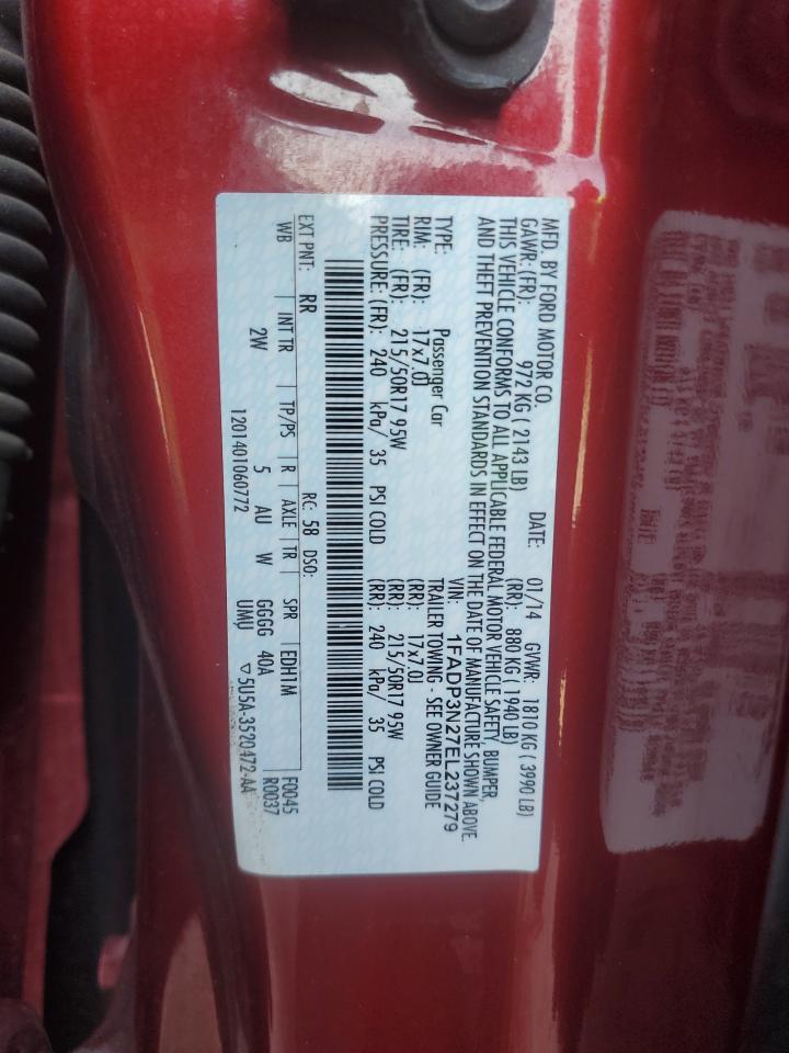 2014 Ford Focus VIN 1FADP3N27EL237279 Copart auction photo, rear end / minor dent/scratches damage thumbnail 13