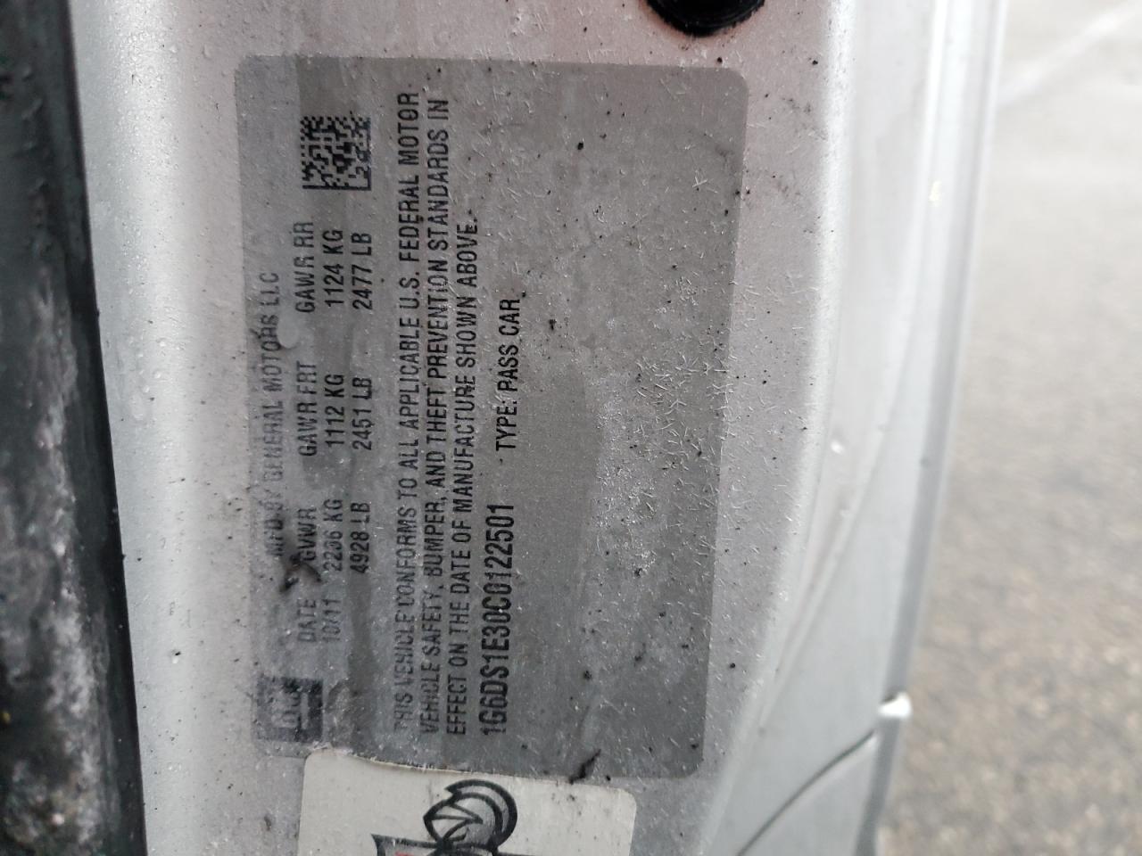 2012 Cadillac CTS VIN 1G6DS1E30C0122501 Copart auction photo, burn - interior damage thumbnail 12
