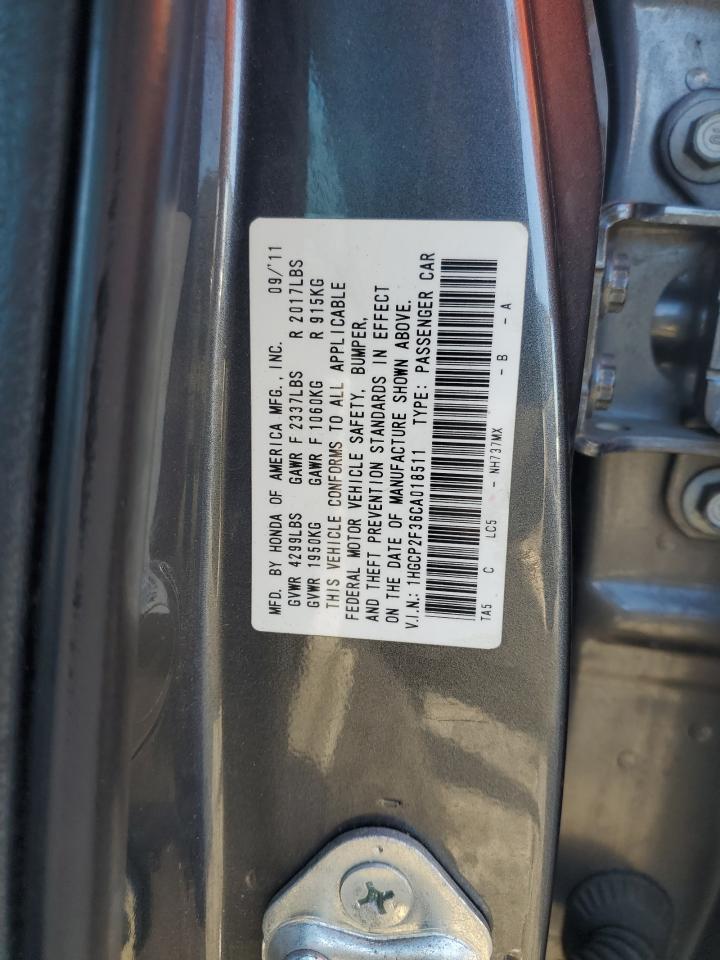 2012 Honda Accord VIN 1HGCP2F36CA018511 Copart auction photo, all over damage thumbnail 12