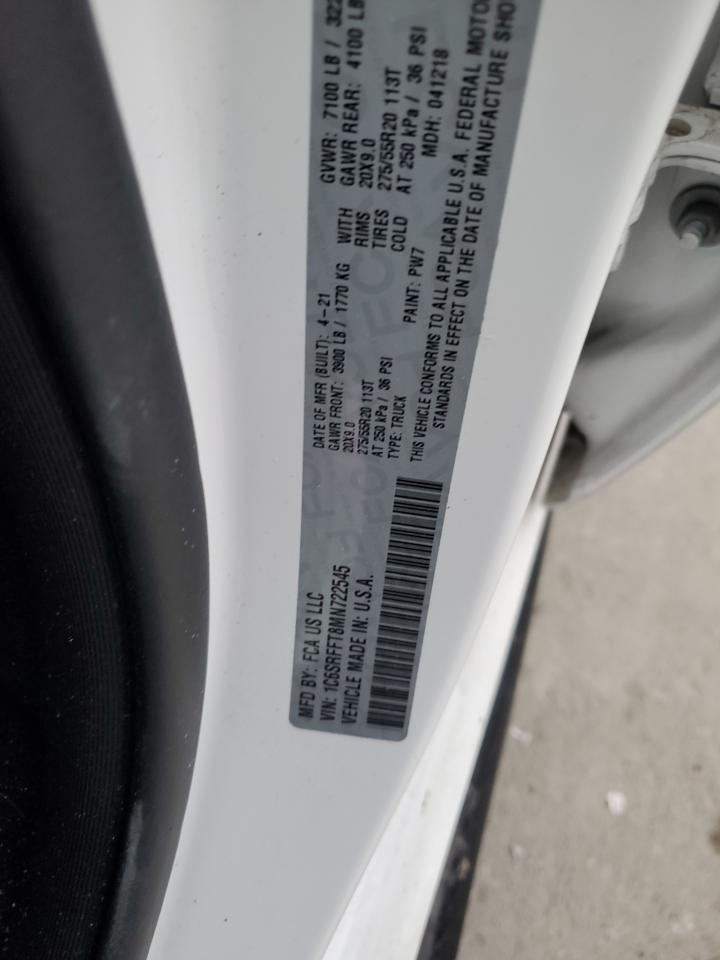 2021 RAM 1500 VIN 1C6SRFFT8MN722545 Copart auction photo, all over damage thumbnail 12