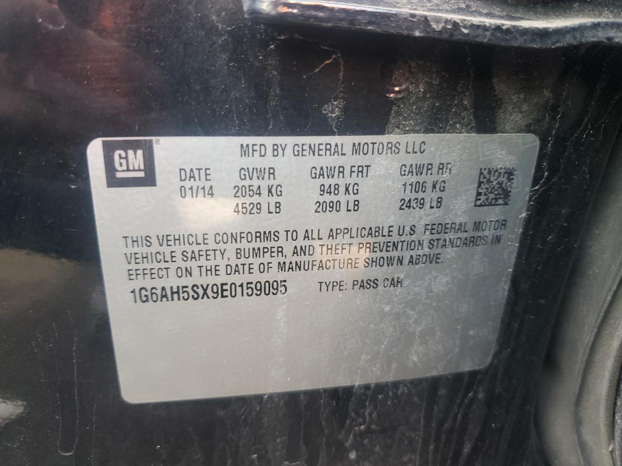 2014 Cadillac ATS VIN 1G6AH5SX9E0159095 Copart auction photo, front end damage thumbnail 14