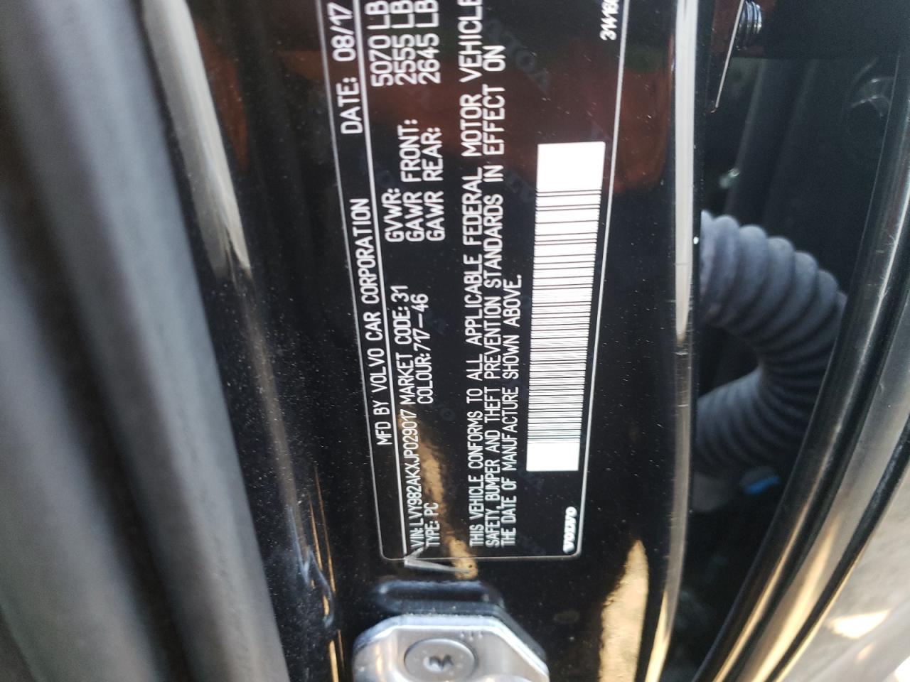 2018 Volvo S90 VIN LVY982AKXJP029017 Copart auction photo, front end damage thumbnail 15