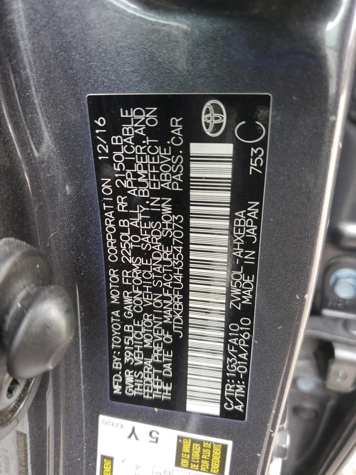 2017 Toyota Prius VIN JTDKBRFU4H3547073 Copart auction photo, front end / side damage thumbnail 14