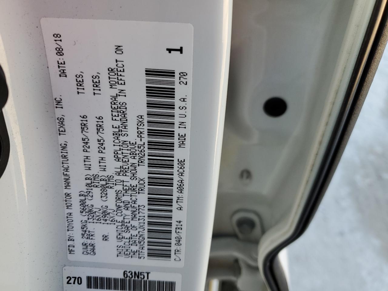 2018 Toyota Tacoma VIN 5TFAX5GN7JX131773 Copart auction photo, front end damage thumbnail 13