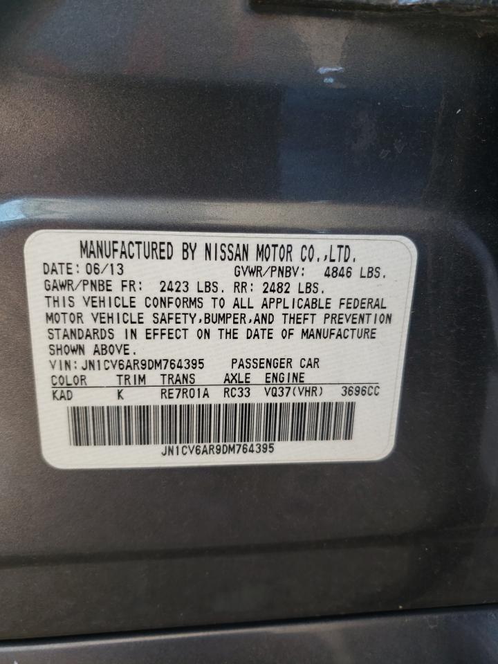 2013 Infiniti G VIN JN1CV6AR9DM764395 Copart auction photo, front end / minor dent/scratches damage thumbnail 14