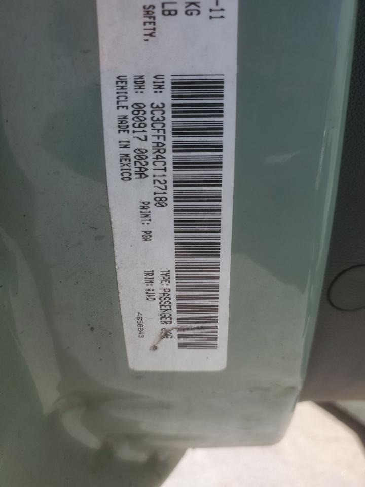 2012 Fiat 500 VIN 3C3CFFAR4CT127180 Copart auction photo, front end damage thumbnail 14