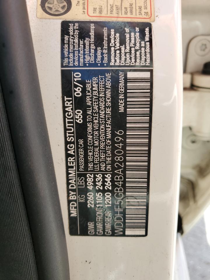 2011 Mercedes-Benz E-klasse VIN WDDHF5GB4BA280496 Copart auction photo, water/flood damage thumbnail 13
