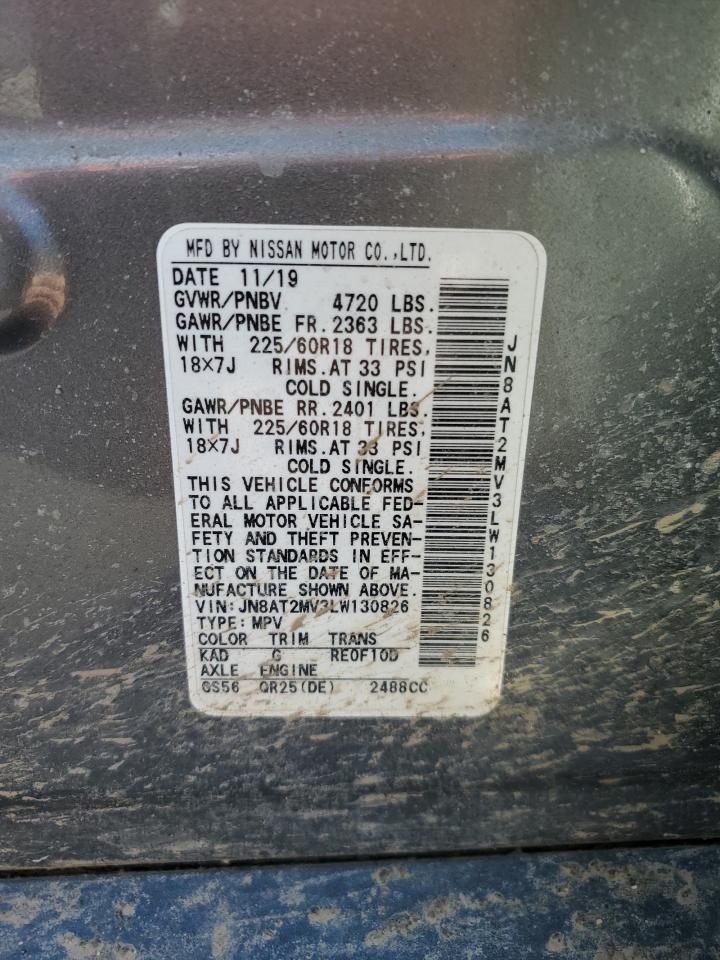2020 Nissan Rogue VIN JN8AT2MV3LW130826 Copart auction photo, front end / side damage thumbnail 14