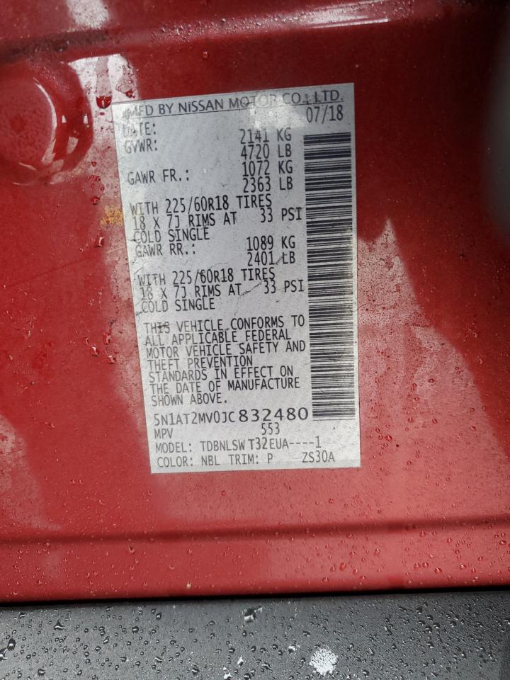 2018 Nissan Rogue VIN 5N1AT2MV0JC832480 Copart auction photo, front end damage thumbnail 14