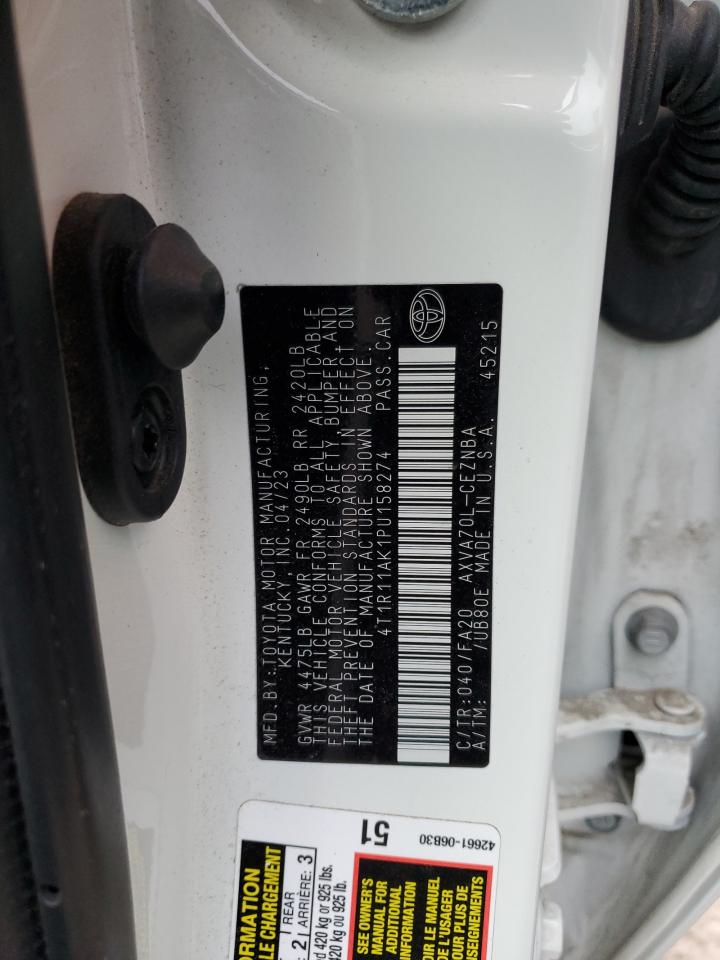 2023 Toyota Camry VIN 4T1R11AK1PU158274 Copart auction photo, biohazard/chemical damage thumbnail 12