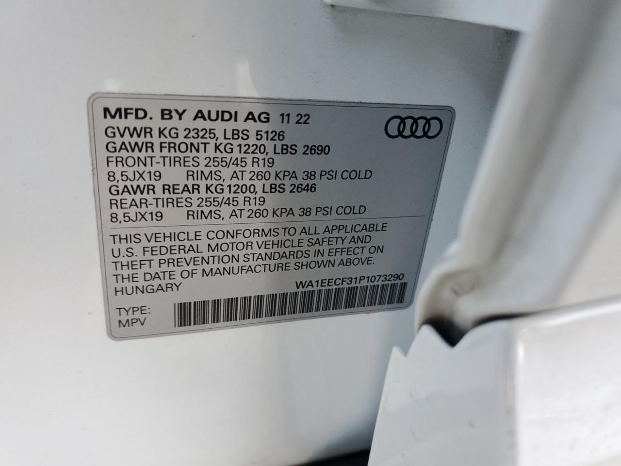 2023 Audi Q3 VIN WA1EECF31P1073290 Copart auction photo, front end damage thumbnail 14