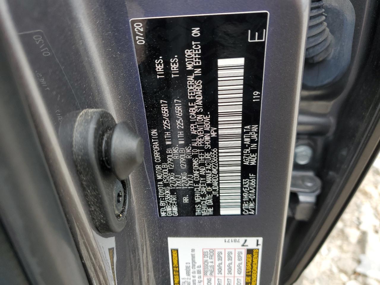 2021 Lexus NX VIN JTJDARDZ4M2236556 Copart auction photo, front end damage thumbnail 15