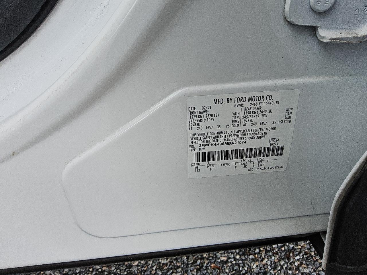 2021 Ford Edge VIN 2FMPK4K96MBA21074 Copart auction photo, minor dent/scratches damage thumbnail 13