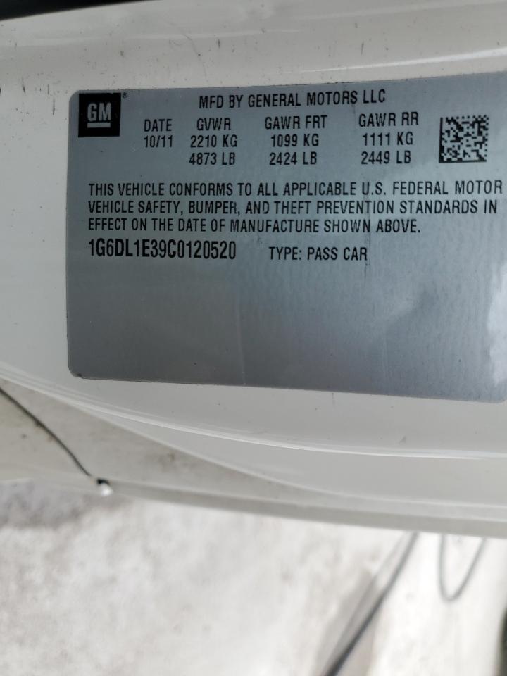 2012 Cadillac CTS VIN 1G6DL1E39C0120520 Copart auction photo, front end damage thumbnail 12