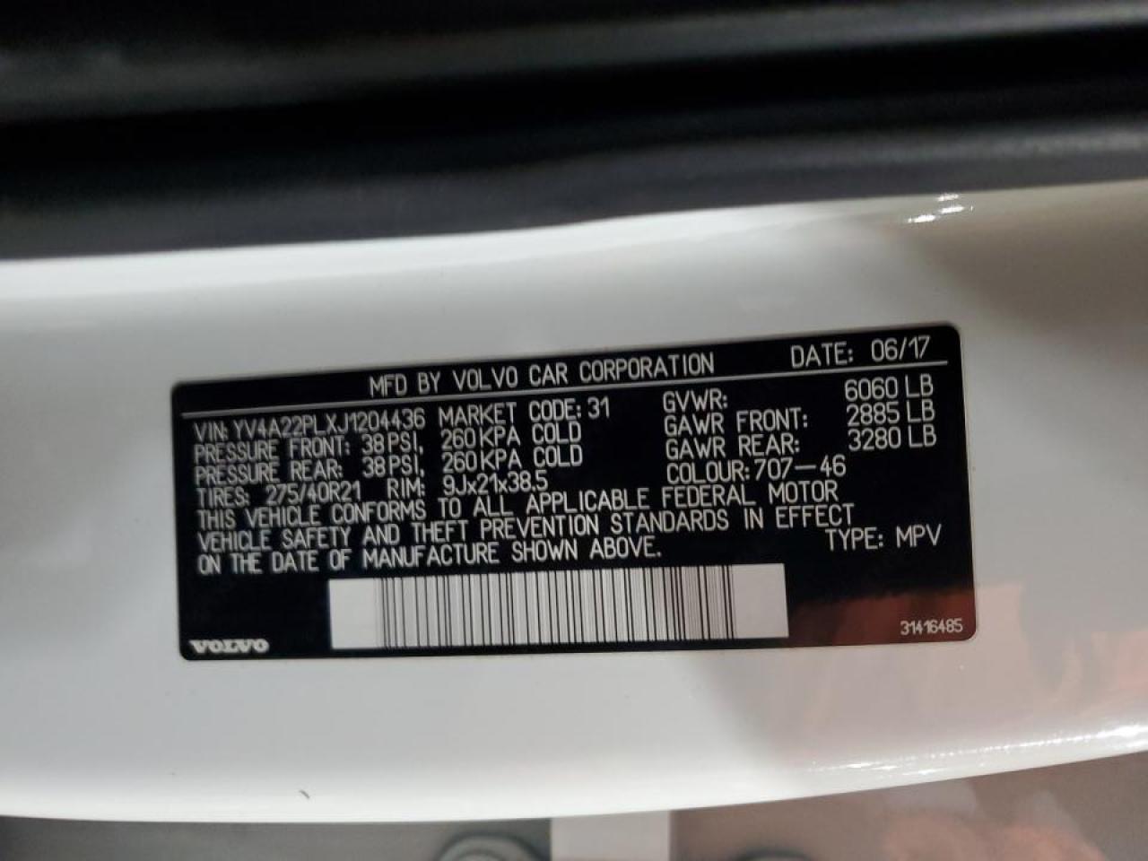 2018 Volvo XC90 VIN YV4A22PLXJ1204436 Copart auction photo, front end / side damage thumbnail 13