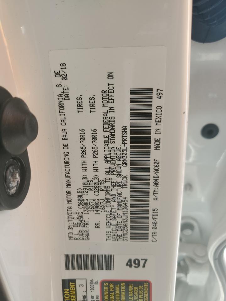 2018 Toyota Tacoma VIN 3TMCZ5AN3JM136454 Copart auction photo, front end / minor dent/scratches damage thumbnail 12