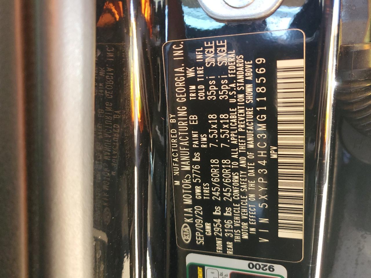 2021 KIA Telluride VIN 5XYP34HC3MG118569 Copart auction photo, front end / side damage thumbnail 13