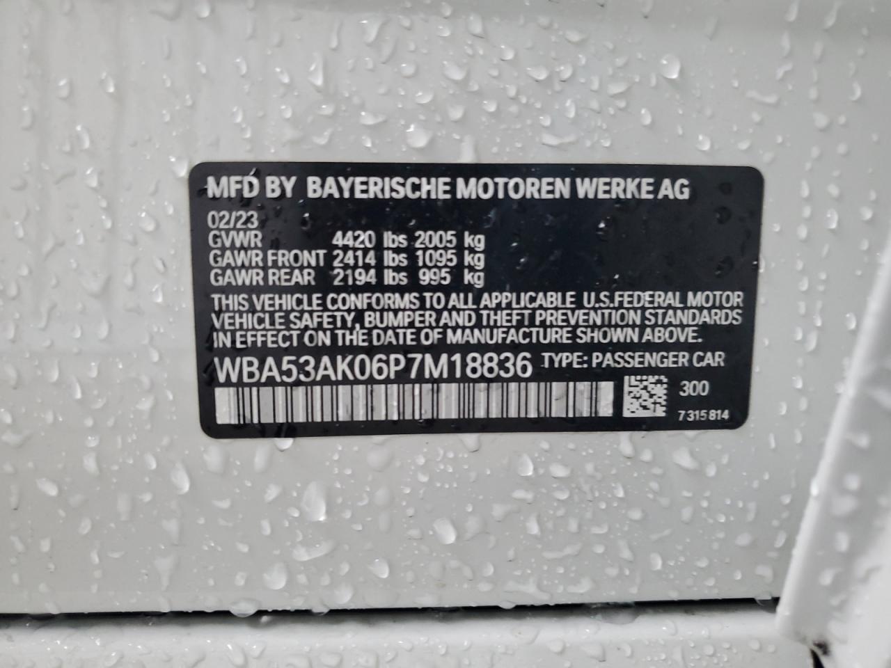 2023 BMW 2er VIN WBA53AK06P7M18836 Copart auction photo, rear end damage thumbnail 12